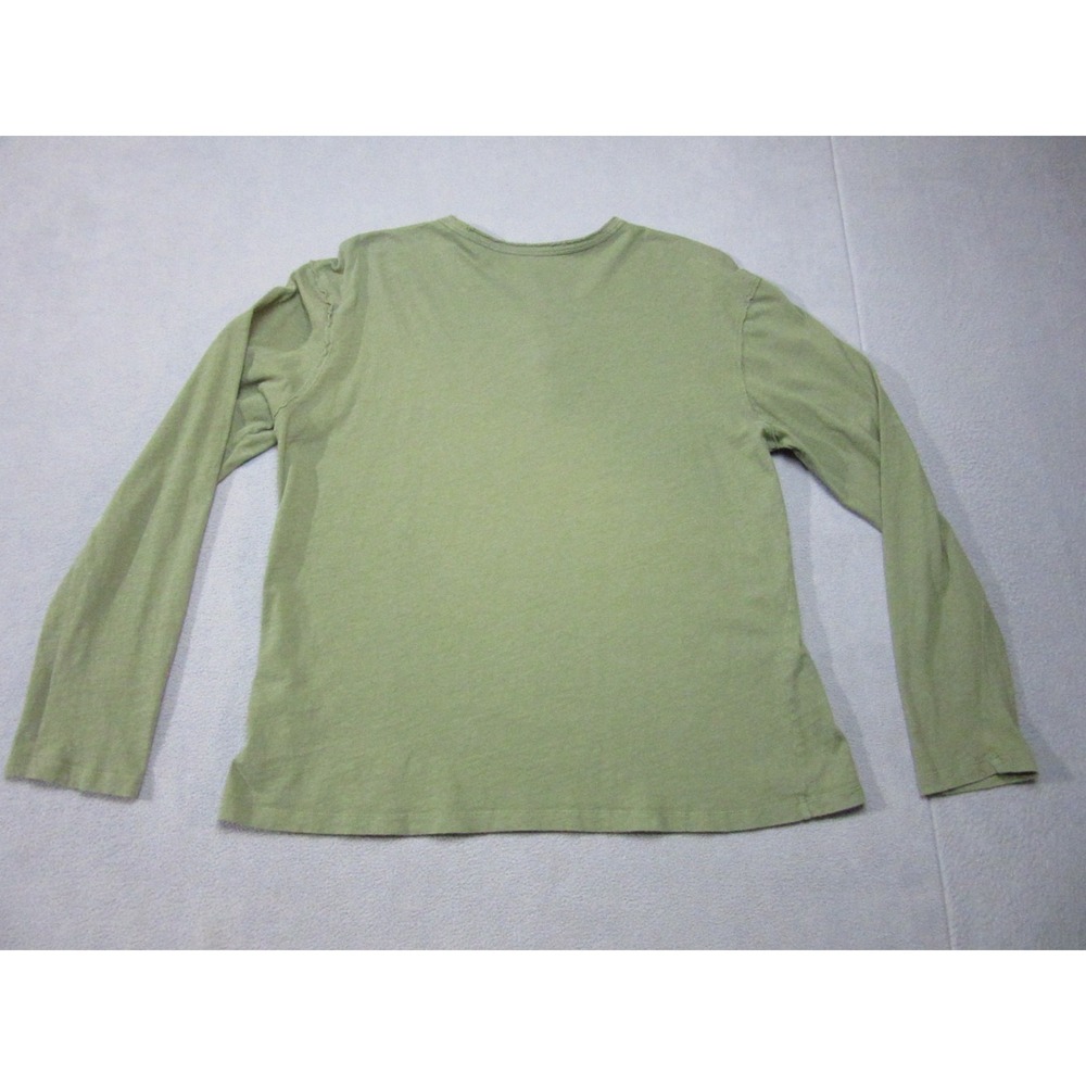 AllSaints Shirt Mens XL Green Henley Neck Raw Hem Bodega Slim Fit Olive - Picture 12 of 15